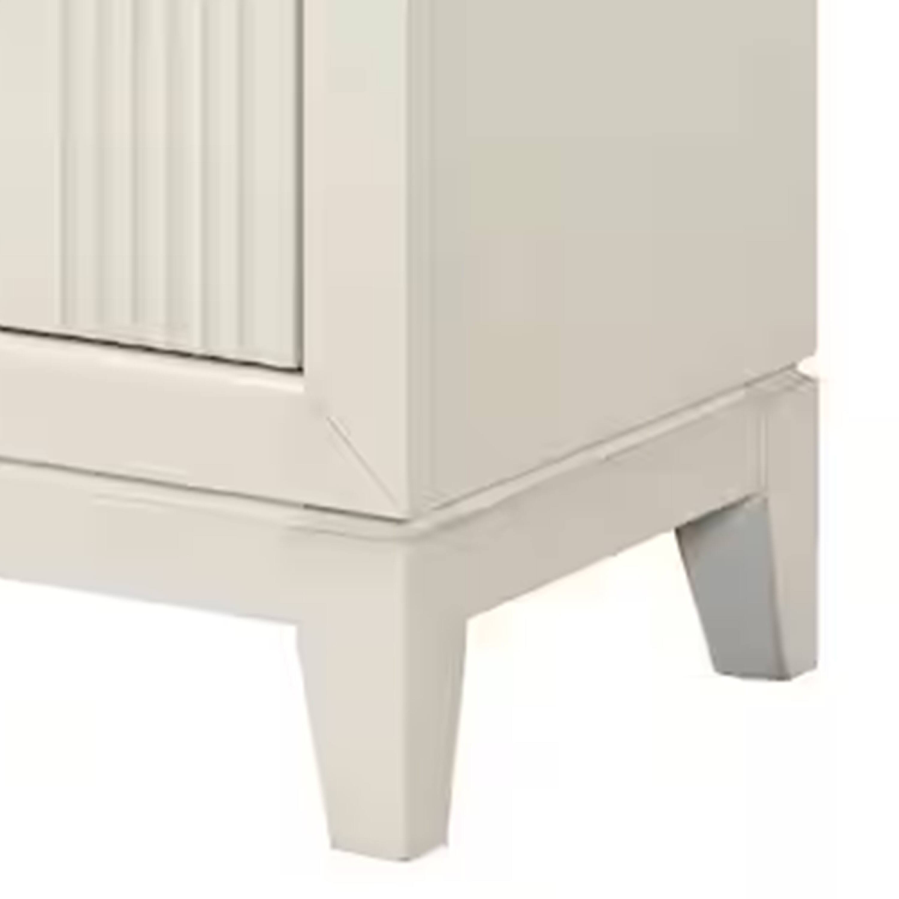Alt View 3. Manhattan Lane - Toi Nightstand, 2 Drawers, Antique White Finished Solid Wood, 27 Inch - White, Chrome.