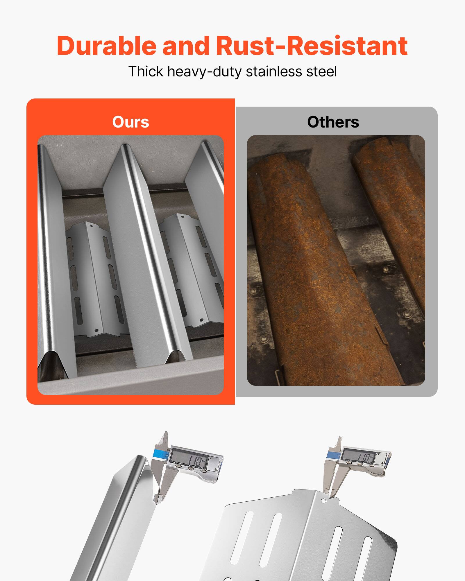 Durable and Rust-Resistant  
Thick heavy-duty stainless steel  

Ours  
Others  

1.10  
1.07