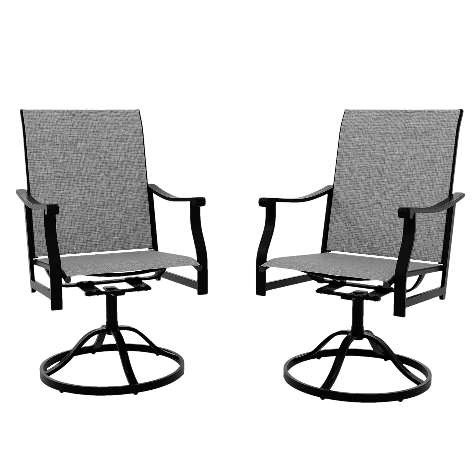 Front. Homhougo - Outdoor High Swivel Bar Stools Set of 2 - Dark grey.