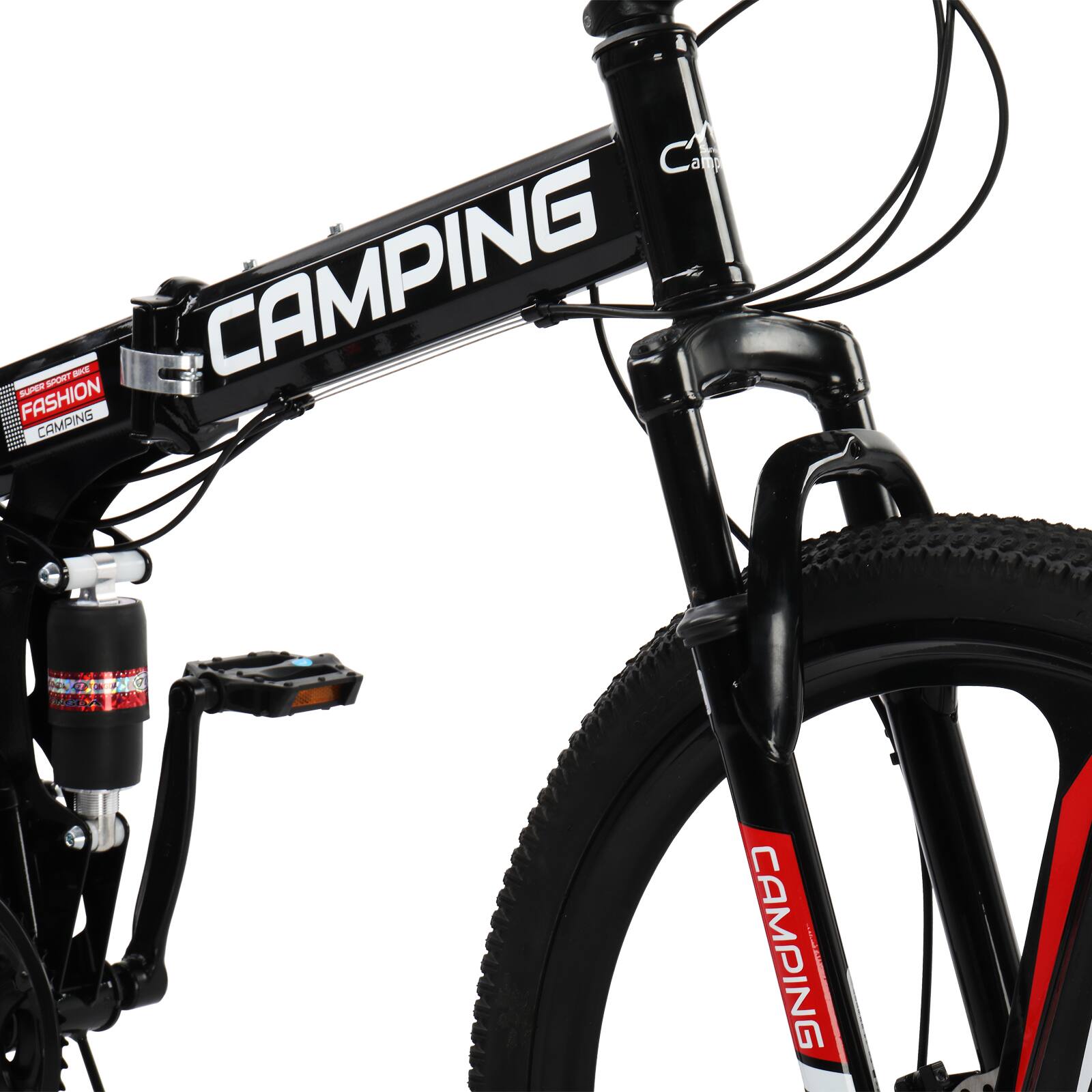 Alt View 1. Winado - 26in 21-Speed Foldable Mountain Bike Dual Suspension High Carbon Steel,Sturdy Steel Frame, Front Suspension - Black.