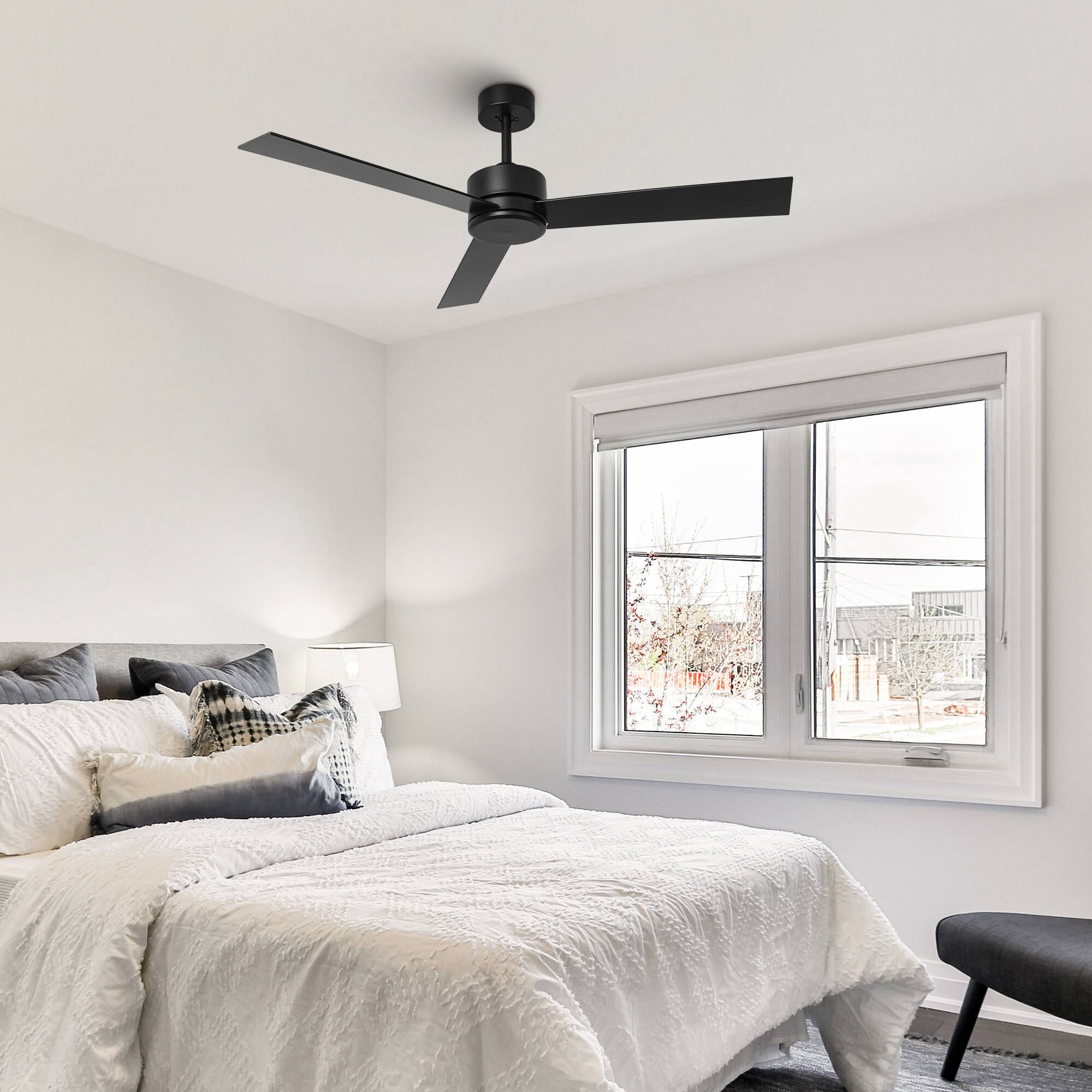 Left. Parrot Uncle - 52" Modern 6-Speed DC Ceiling Fan with Remote - Black.