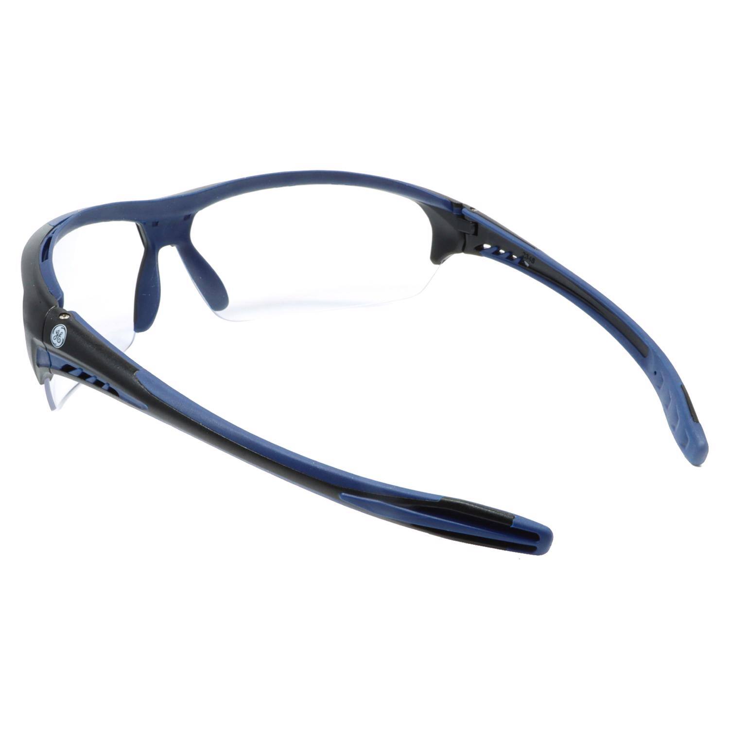 Left. General Electric - General Electric 09 Series Anti-Fog Impact-Resistant Safety Glasses Clear Lens Black/Blue Frame 1 pk - Black | Blue.