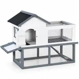 RYHNUYNE - 53 in Wooden Chicken Coop and Rabbit Hutch, Double-Tier Indoor Outdoor Pet House, Asphalt Roof, Fir Wood