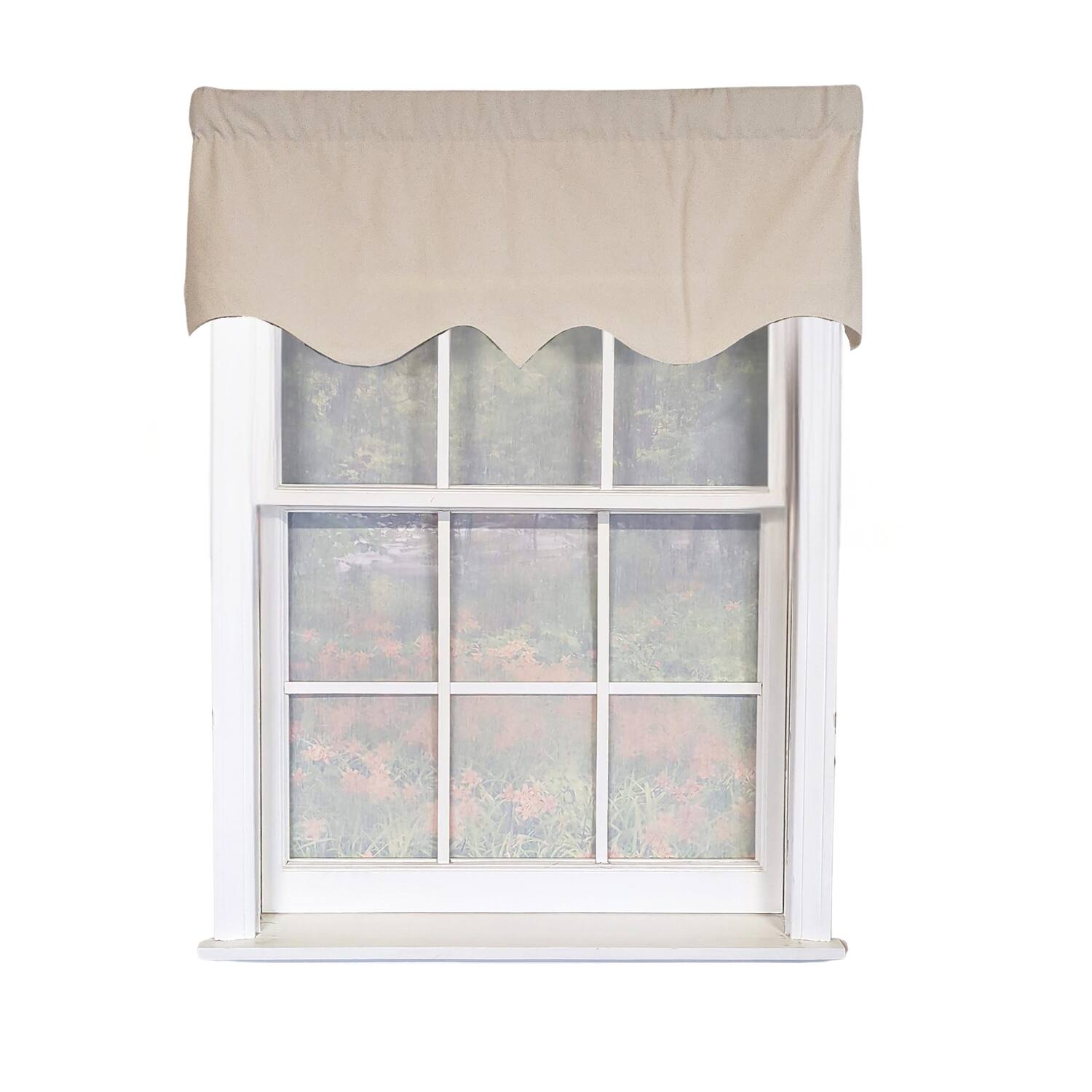 Front. RLF Home - RLF Home Soft Duck  Regal 100% Cotton Rod Pocket Lined  Window Valance 50" x 17" Natural - Natural.