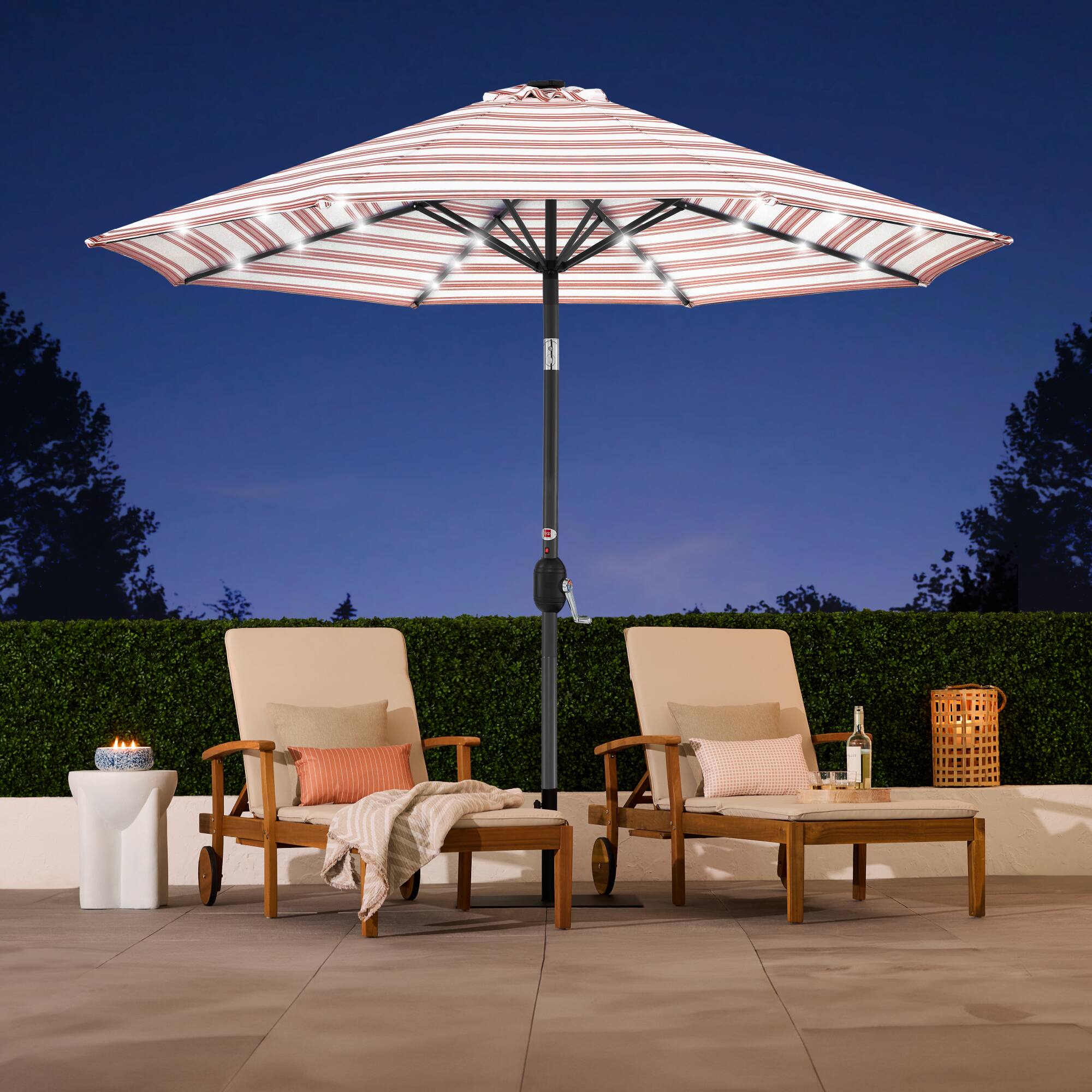 Alt View 4. Best Choice Products - Best Choice Products 10ft Solar LED Lighted Patio Umbrella w/ Tilt Adjustment, UV-Resistant Fabric - Striped Rust - Striped Rust.