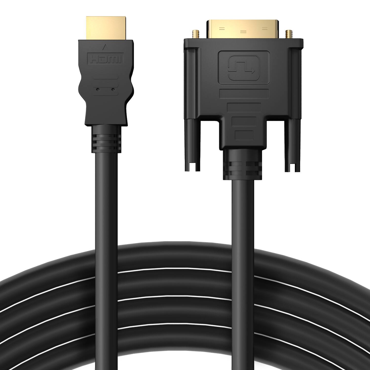 Angle. Fosmon - HDMI to DVI Cable 24+1 (6FT 2Pack), Full 1080p, Bi-Directional Gold Plated Adapter, High Speed HDMI Male to DVI-D Male - Black.