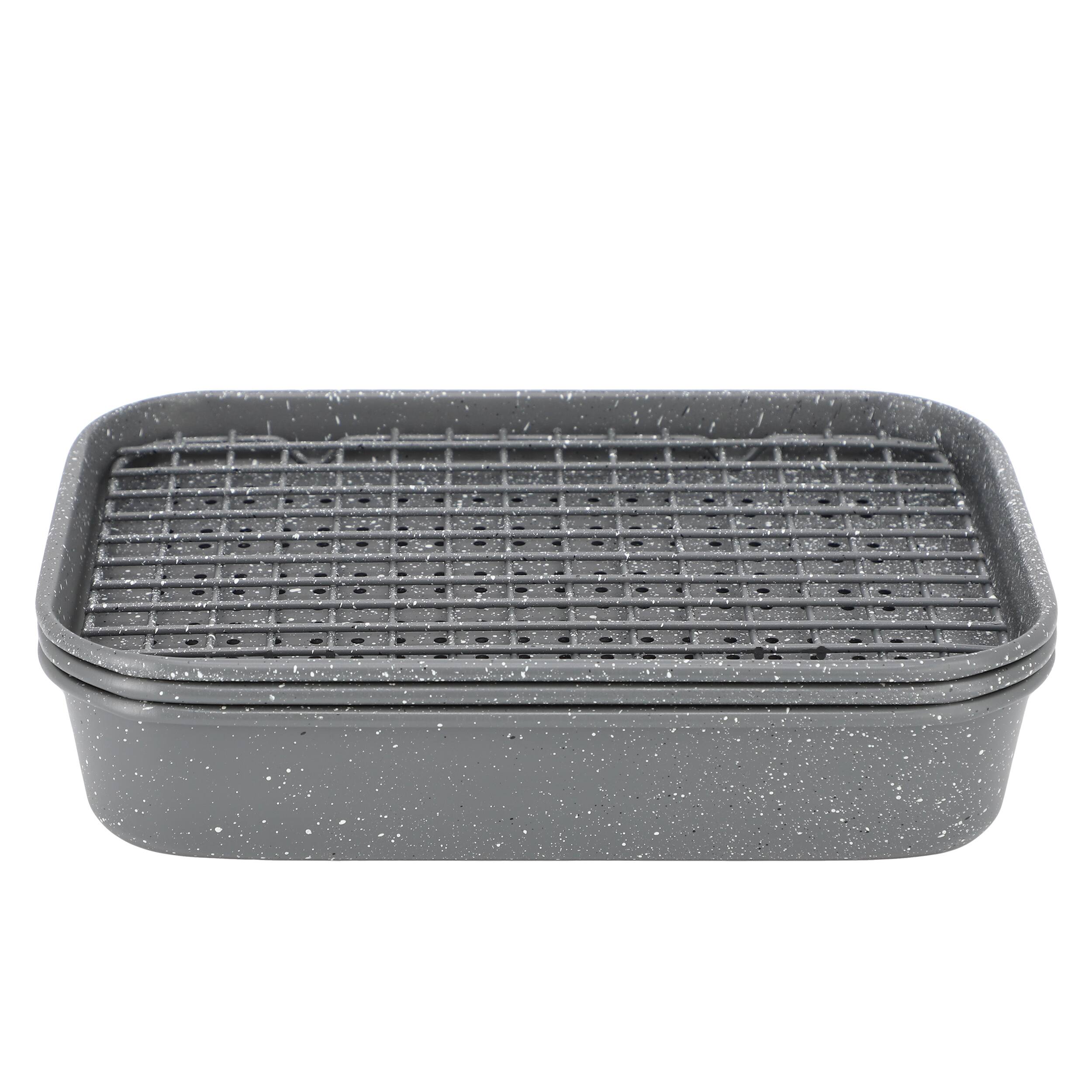 Alt View 1. Oster - Oster Greystone 4 Piece Nonstick Carbon Steel Toaster Oven Bakeware Set in Speckled Grey - Speckled Gray.