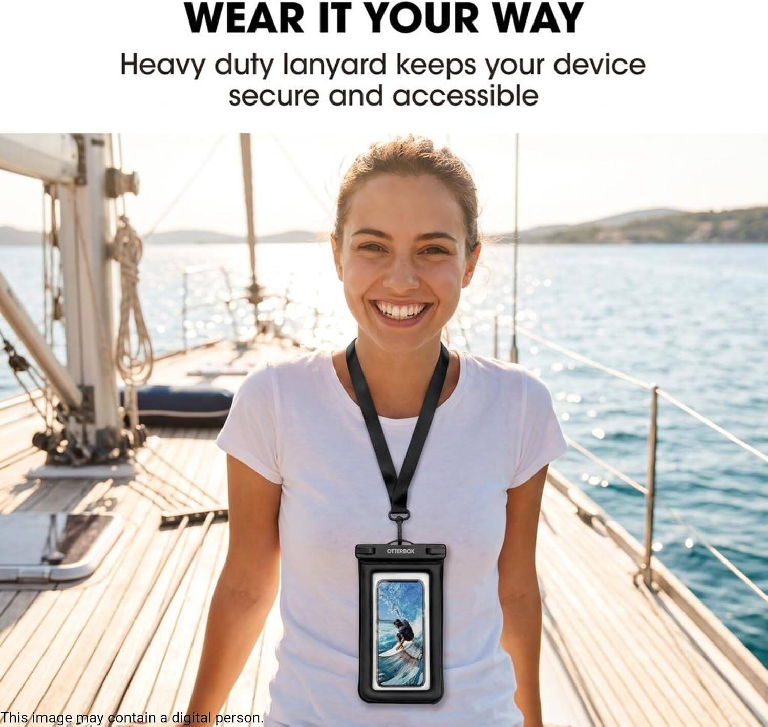 WEAR IT YOUR WAY  
Heavy duty lanyard keeps your device secure and accessible  

This image may contain a digital person.