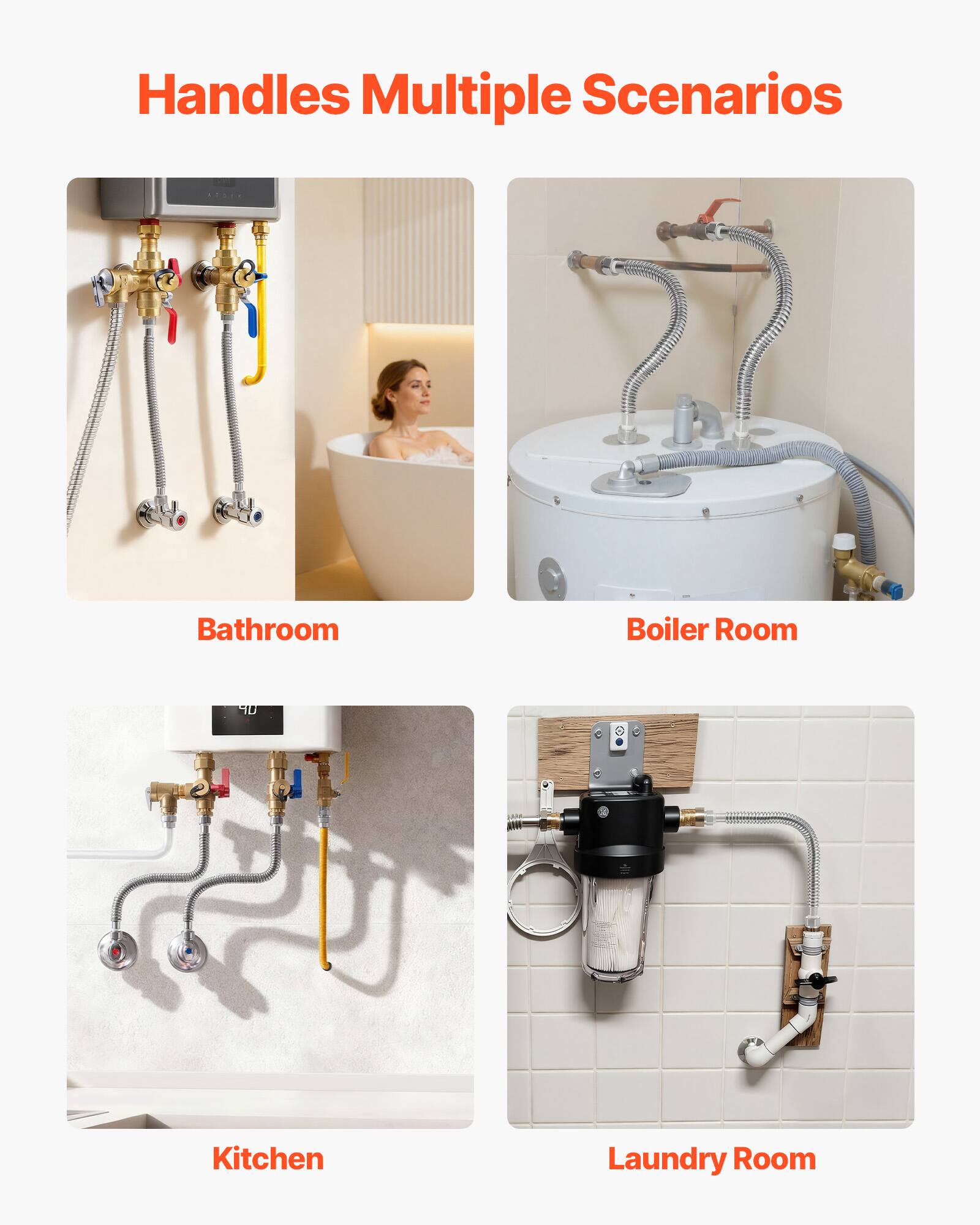Handles Multiple Scenarios

Bathroom

Boiler Room

Kitchen

Laundry Room