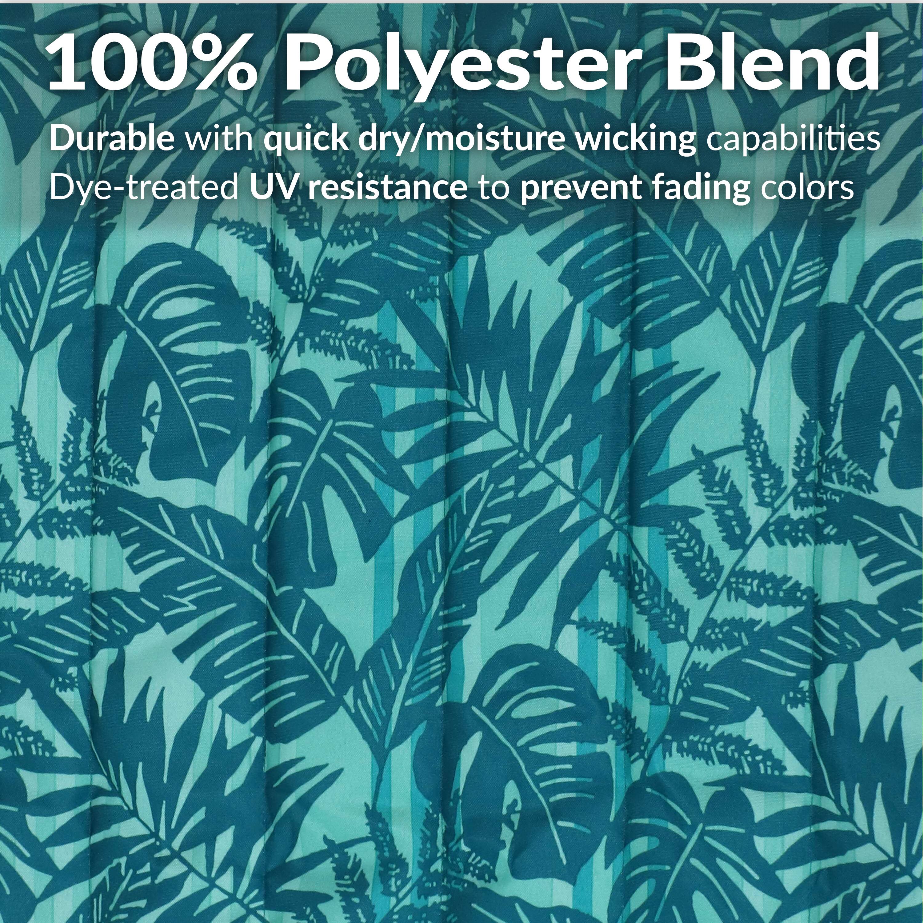 100% Polyester Blend

Durable with quick dry/moisture wicking capabilities

Dye-treated UV resistance to prevent fading colors