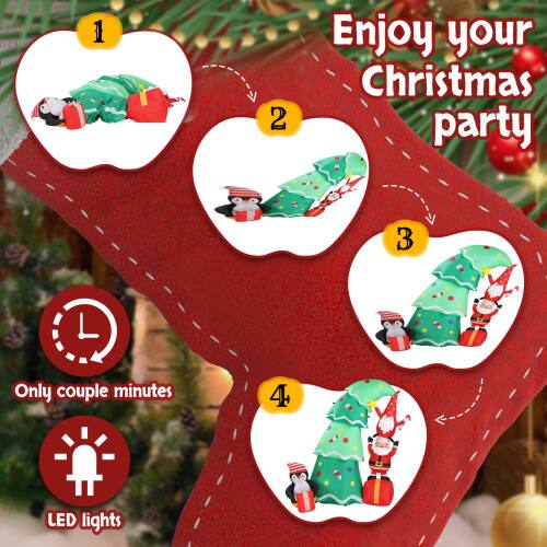 Winado 6FT Inflatable Christmas Tree with Elf and Santa Claus, Built in ...