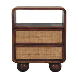 Artisan Furniture - Solid Wood Larissa 2 Drawer Nightstand - Chestnut