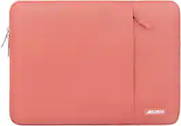 mosiso - 15-16 Inch Laptop Sleeve with Pocket, Polyester Vertical Case for MacBook Pro 16 M5 M4 M3 M2 M1,HP Acer Dell Lenovo ASUS - Coral