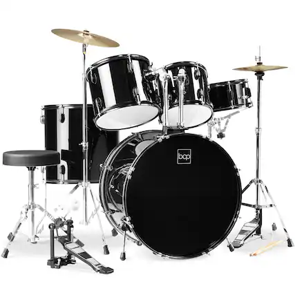 Front. Best Choice Products - Best Choice Products 5-Piece Beginner Drum Set w/ Snare, Bass, Toms, Cymbal, Hi-Hat, Sticks, Drum Pedal - Black - Black.