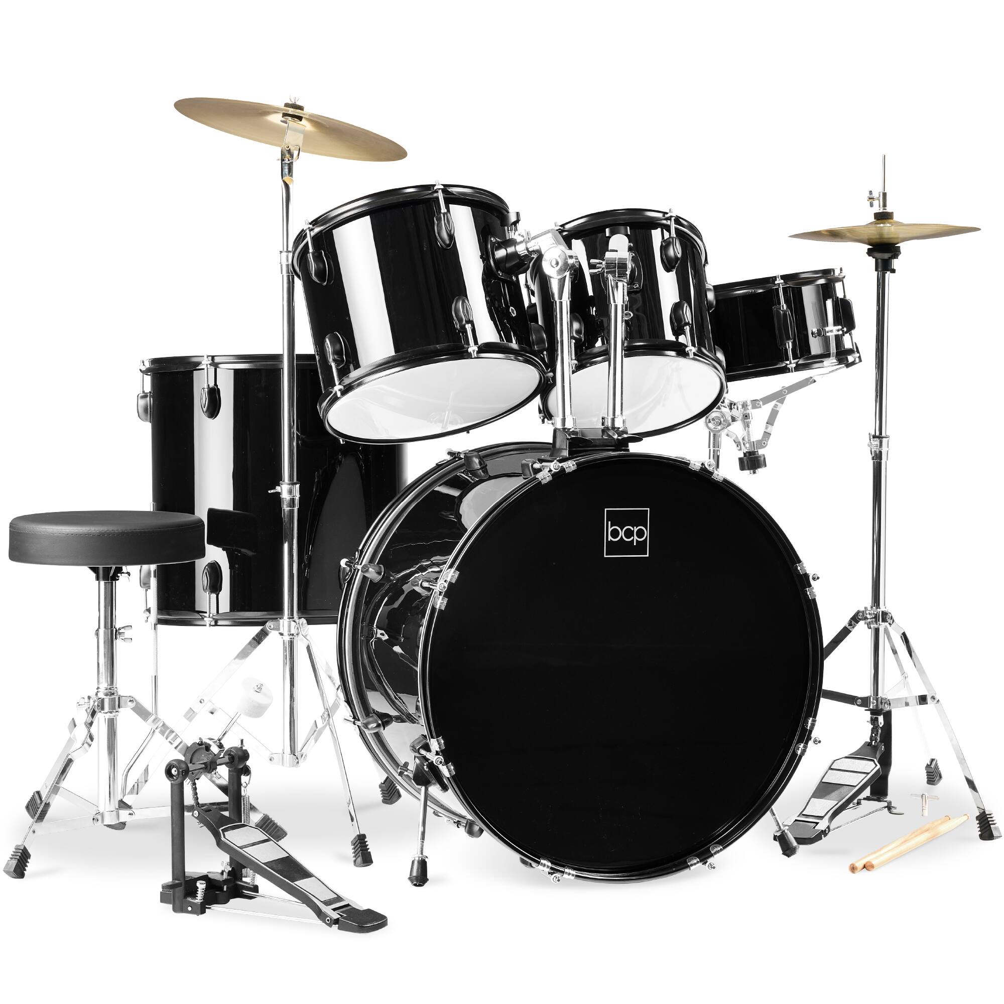 Best Choice Products - 5-Piece Beginner Drum Set w/ Snare, Bass, Toms, Cymbal, Hi-Hat, Sticks, Drum Pedal - Black