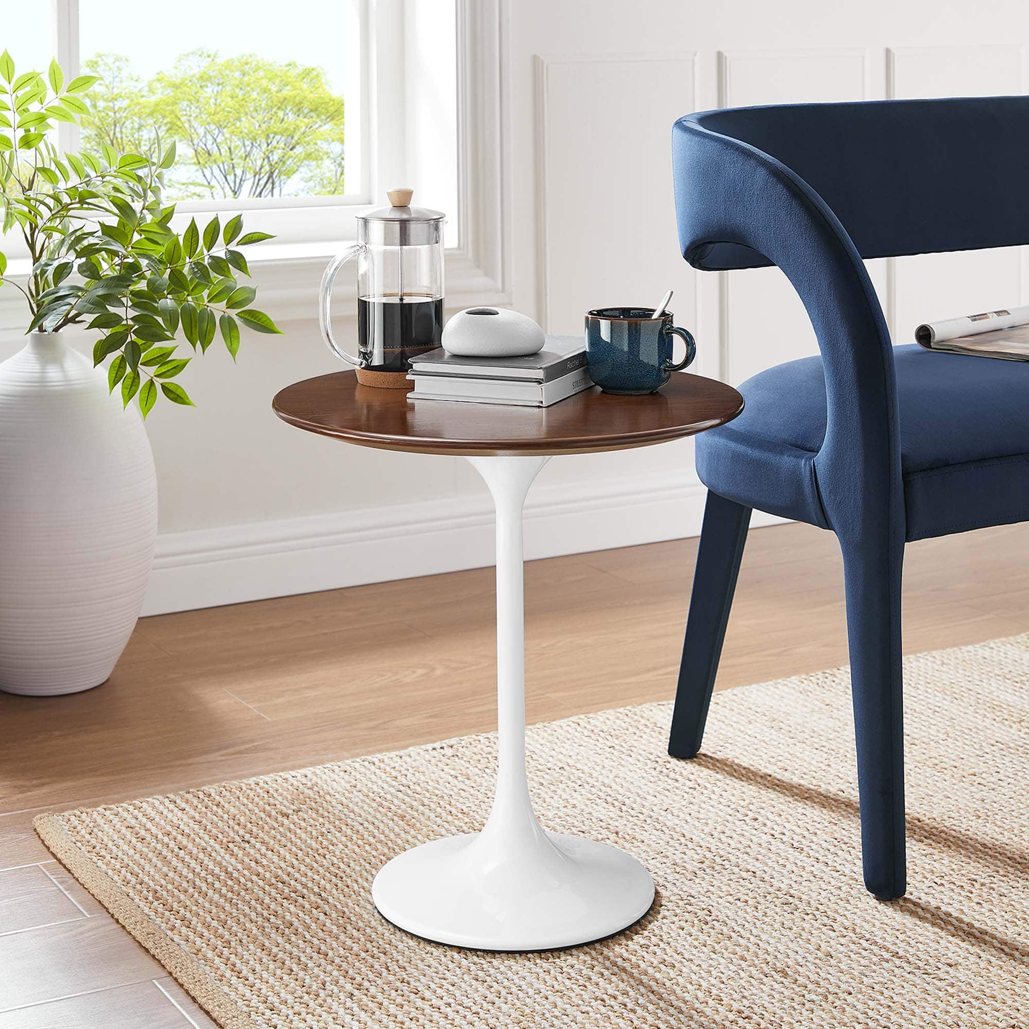 Modway - Lippa Round Wood Side Table - White Walnut