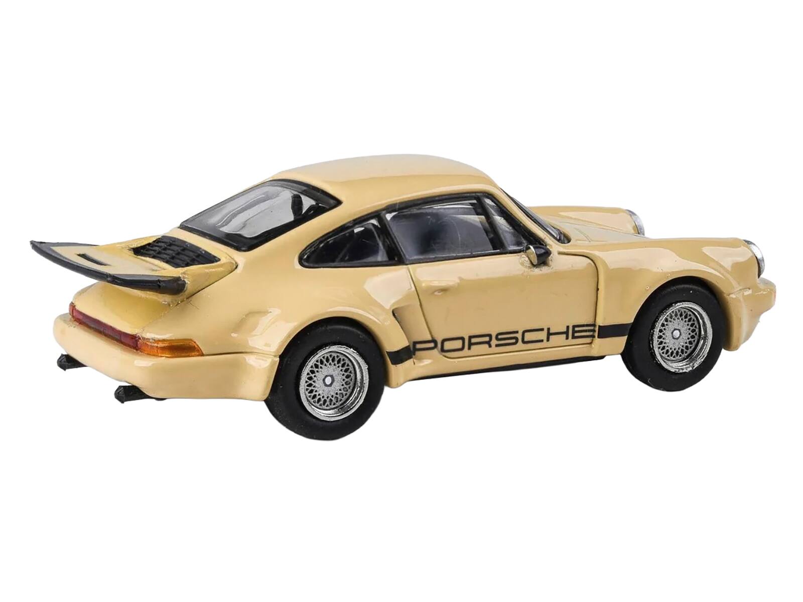 Angle. Paragon - Porsche 911 Carrera RSR 3.0 Sahara Beige with Black Stripes 1/64 Diecast Model Car by Paragon - Beige, Black.