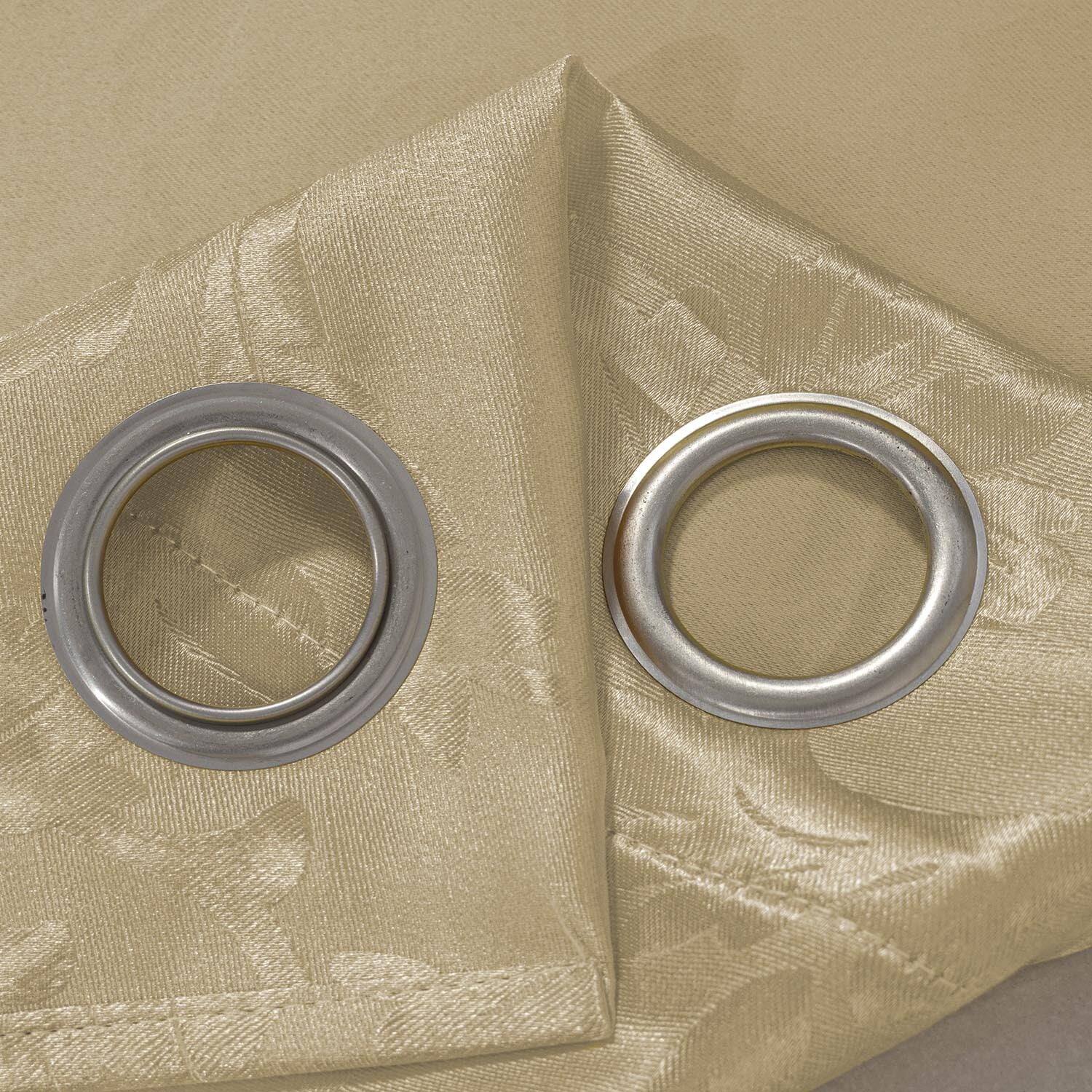 Back. Olivia Gray - Olivia Gray 100% Polyester 200 GSM Dyson Embossed Blackout Grommet Curtain Panel 54" x 90" Gold - Gold.