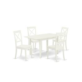 East West Furniture - Dining Table- Dining Chairs - Brown