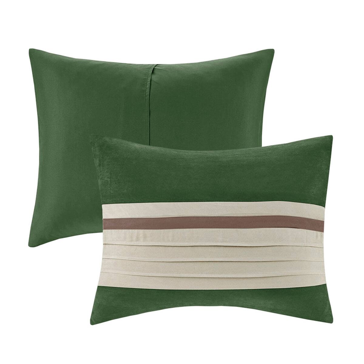 Angle. TinyHomie - 7 PC Pieced Faux Suede Comforter Set Green King - Green.