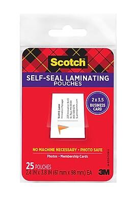 Scotch - Self Sealing Laminating Pouches, Business Card, 9.5 Mil, 25/Pack (LS851G) - Clear