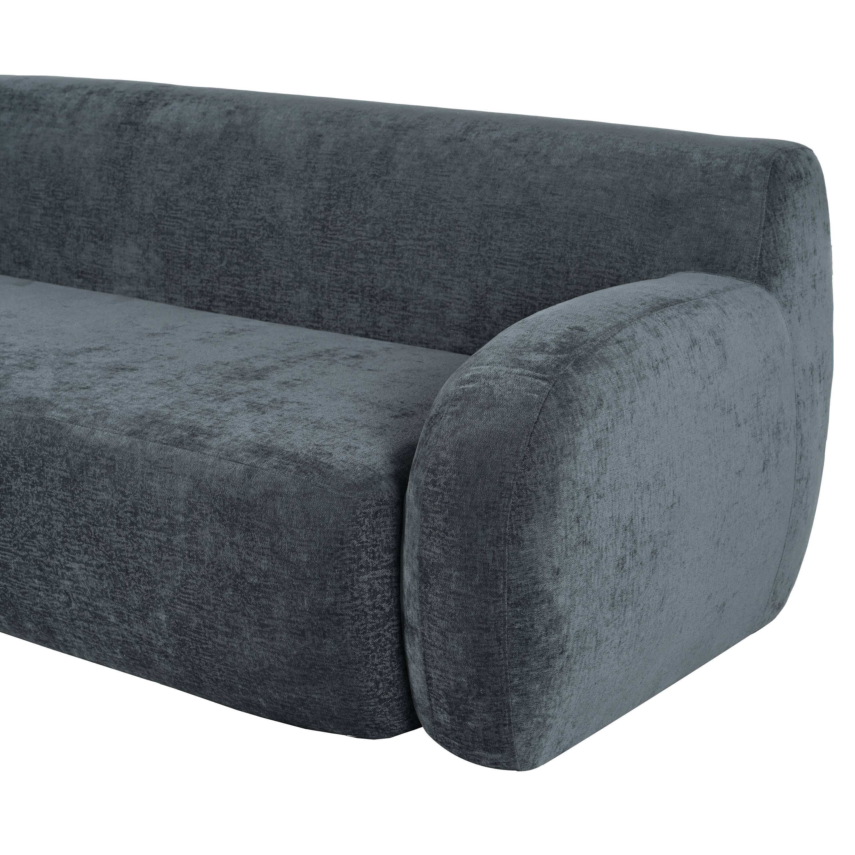 Alt View 9. Tiramisubest - 81.5" Minimalist Compression Sofa, Curved Design, 3-Seater Casual Sofa for Living Rooms, Bedrooms, and Apartments,Gray - Gray.