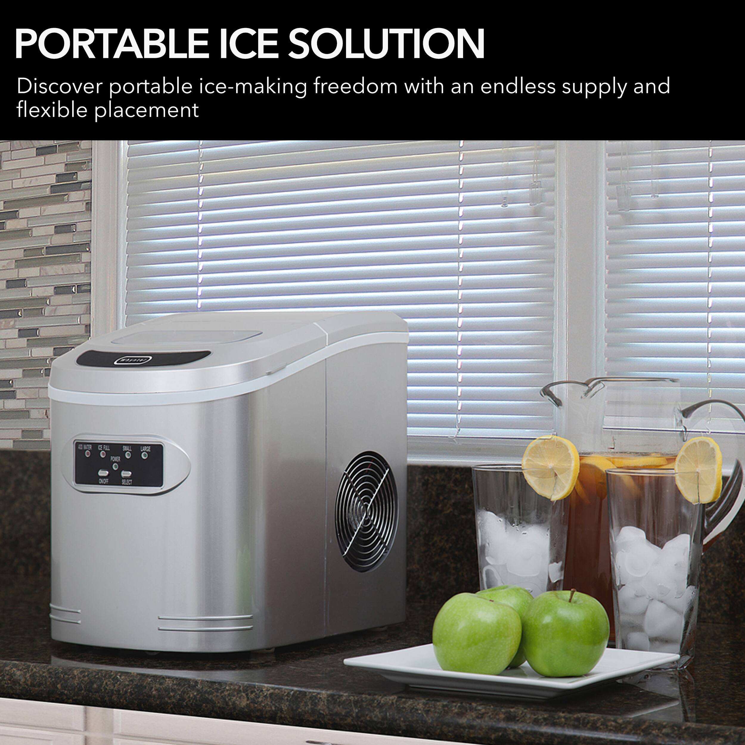 Left. Whynter - 27-Lb. Compact Portable Icemaker - Metallic Silver.