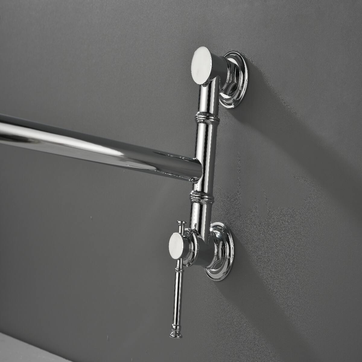 Alt View 3. Ropilly - Ropilly Wall Mounted Pot Filler Faucet, Chrome Brass Folding Kitchen Pot Filler with Double Handles - Chrome.
