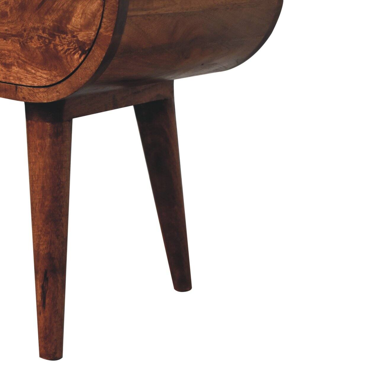 Alt View 3. Artisan Furniture - Artisan Furniture Solid Wood Honey Caramel Circular Bedside with 1 Drawer, 1 Open Slot, Dark Brown - Caramel.