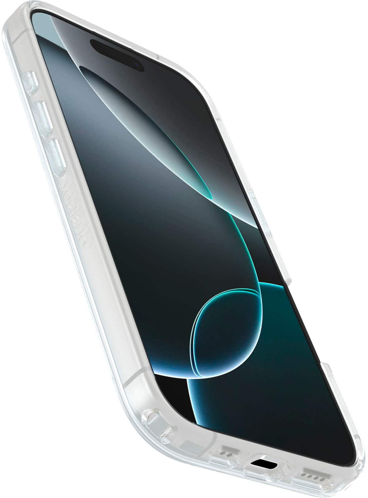 Left. OtterBox - Symmetry Series Hard Shell for MagSafe for Apple iPhone 16 Pro - Clear.