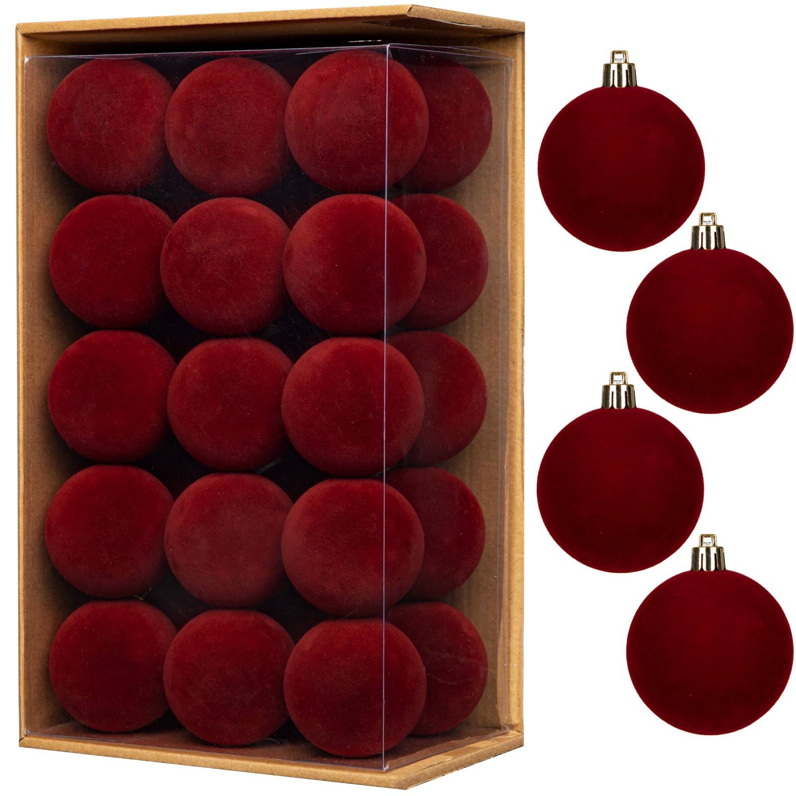 Front. Stylel Star - 30pcs Christmas Ball Ornaments Set 2.36" Shatterproof Baubles For Tree Decorations Hanging With Soft Finish - Burgundy.