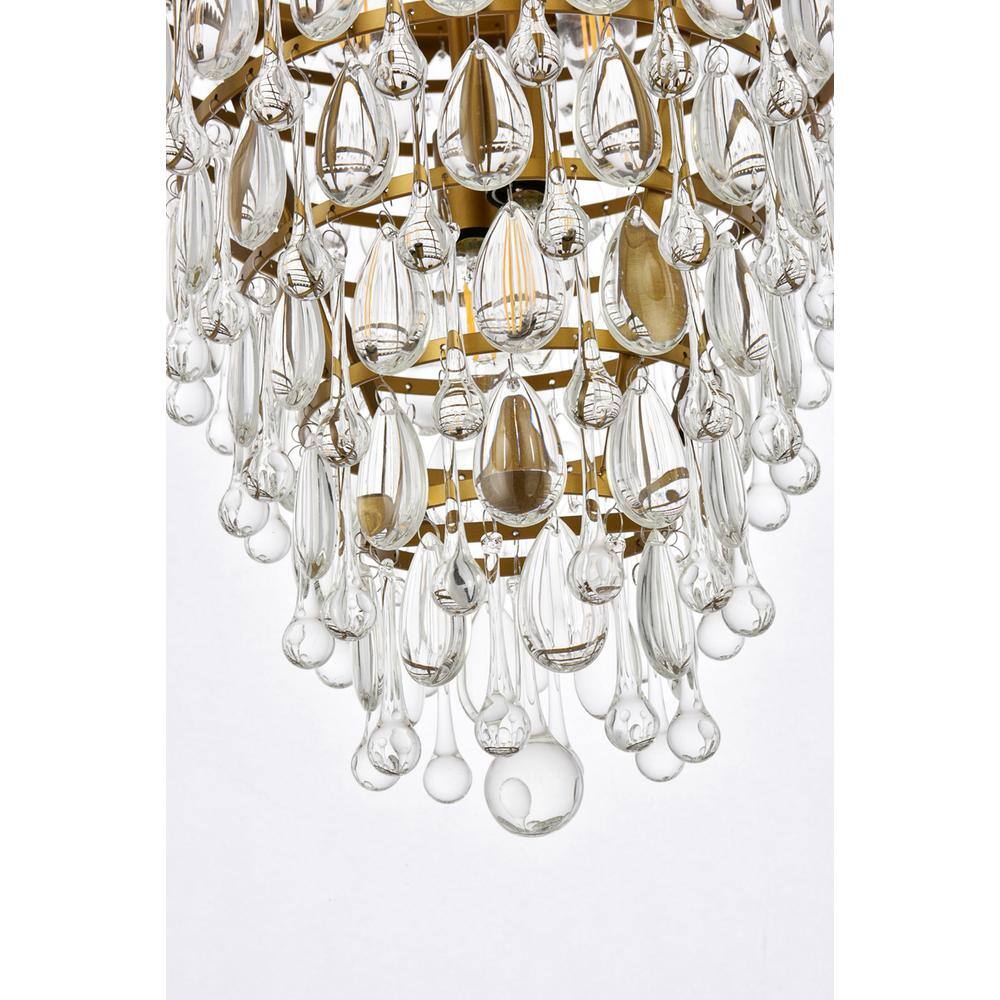 Alt View 5. Elegant Lighting - Nordic 5 lights brass pendant - Brass And Clear.