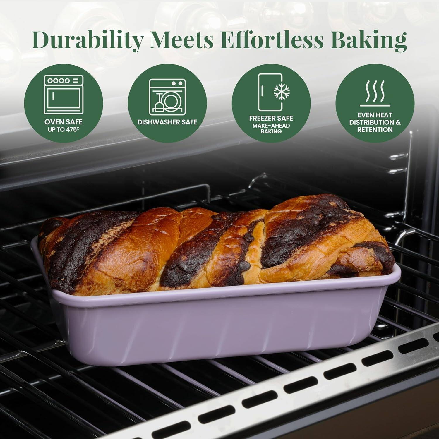Durability Meets Effortless Baking

- OVEN SAFE UP TO 475°
- DISHWASHER SAFE
- FREEZER SAFE MAKE-AHEAD BAKING
- EVEN HEAT DISTRIBUTION & RETENTION