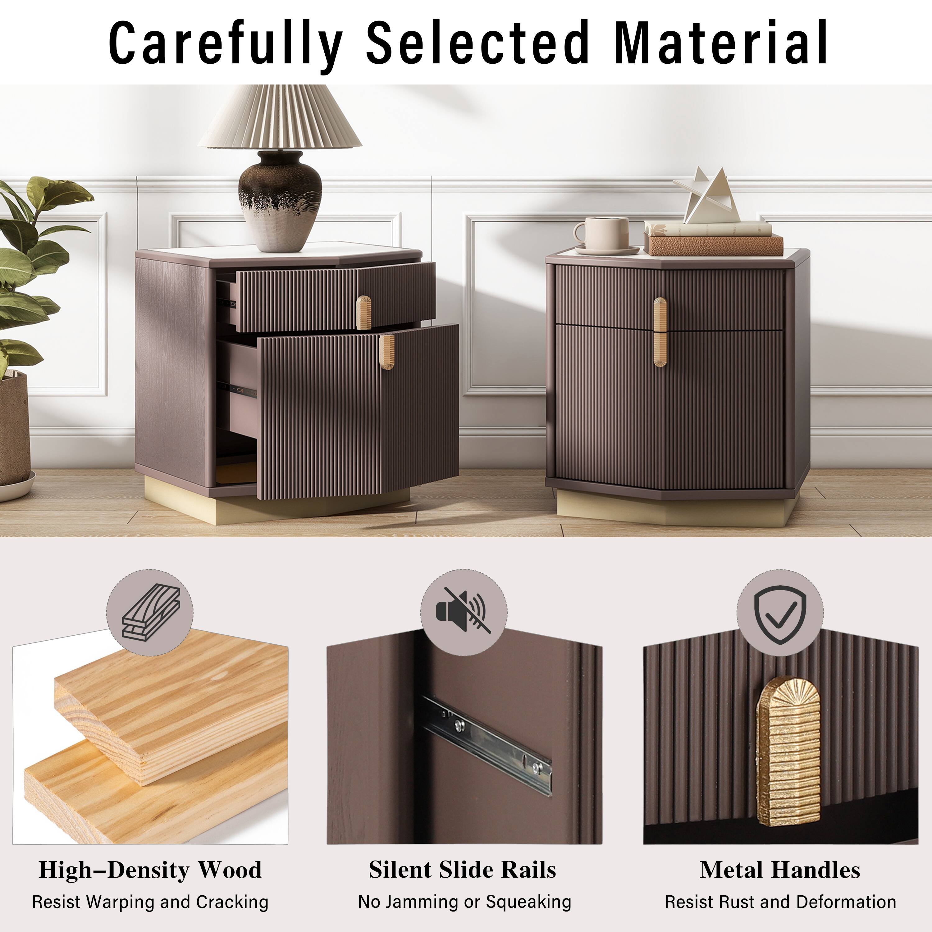 Carefully Selected Material

High-Density Wood
Resist Warping and Cracking

Silent Slide Rails
No Jamming or Squeaking

Metal Handles
Resist Rust and Deformation