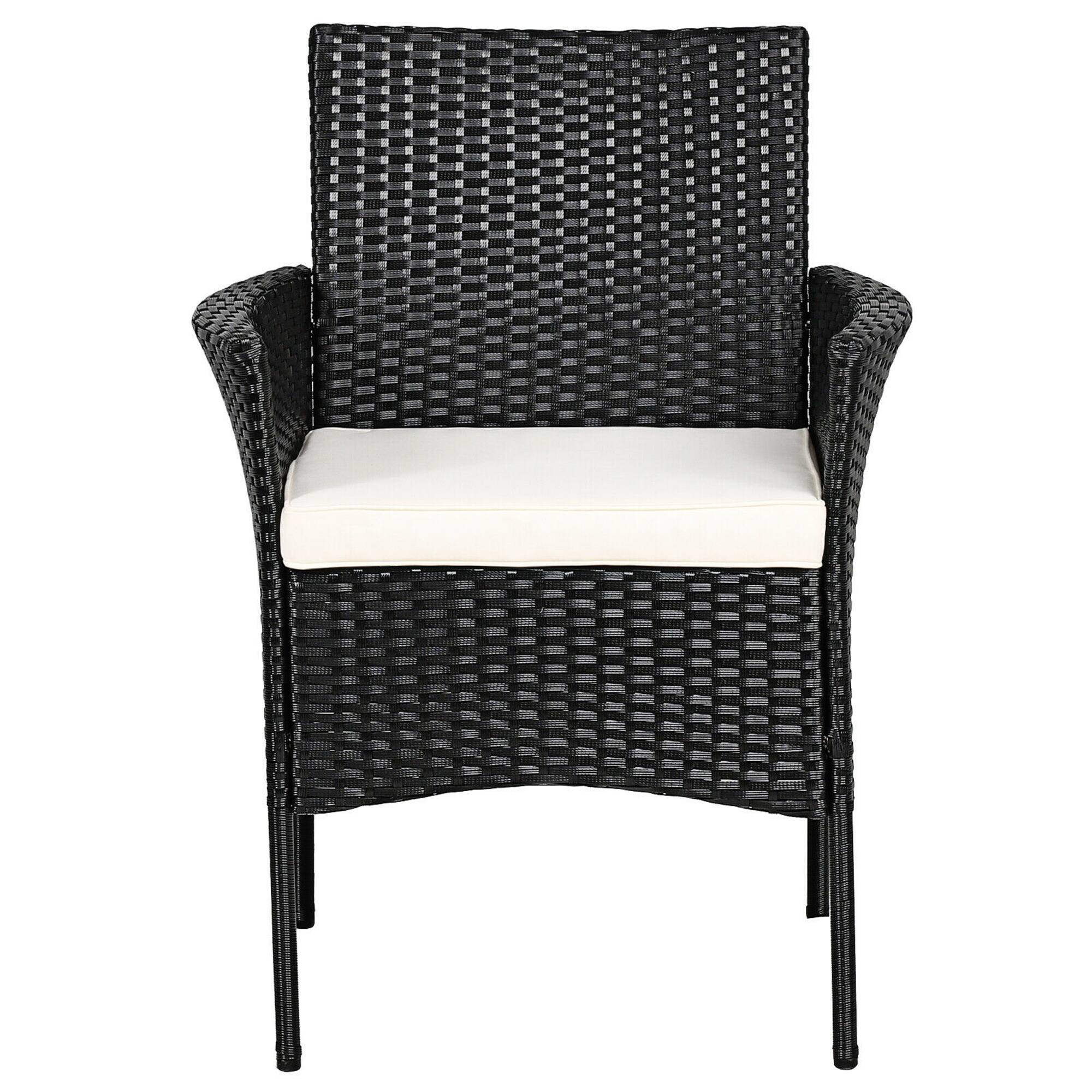 Alt View 8. Gymax - Gymax 2PCS Patio Rattan Arm Dining Chair Cushioned Sofa Furniture Black - black.