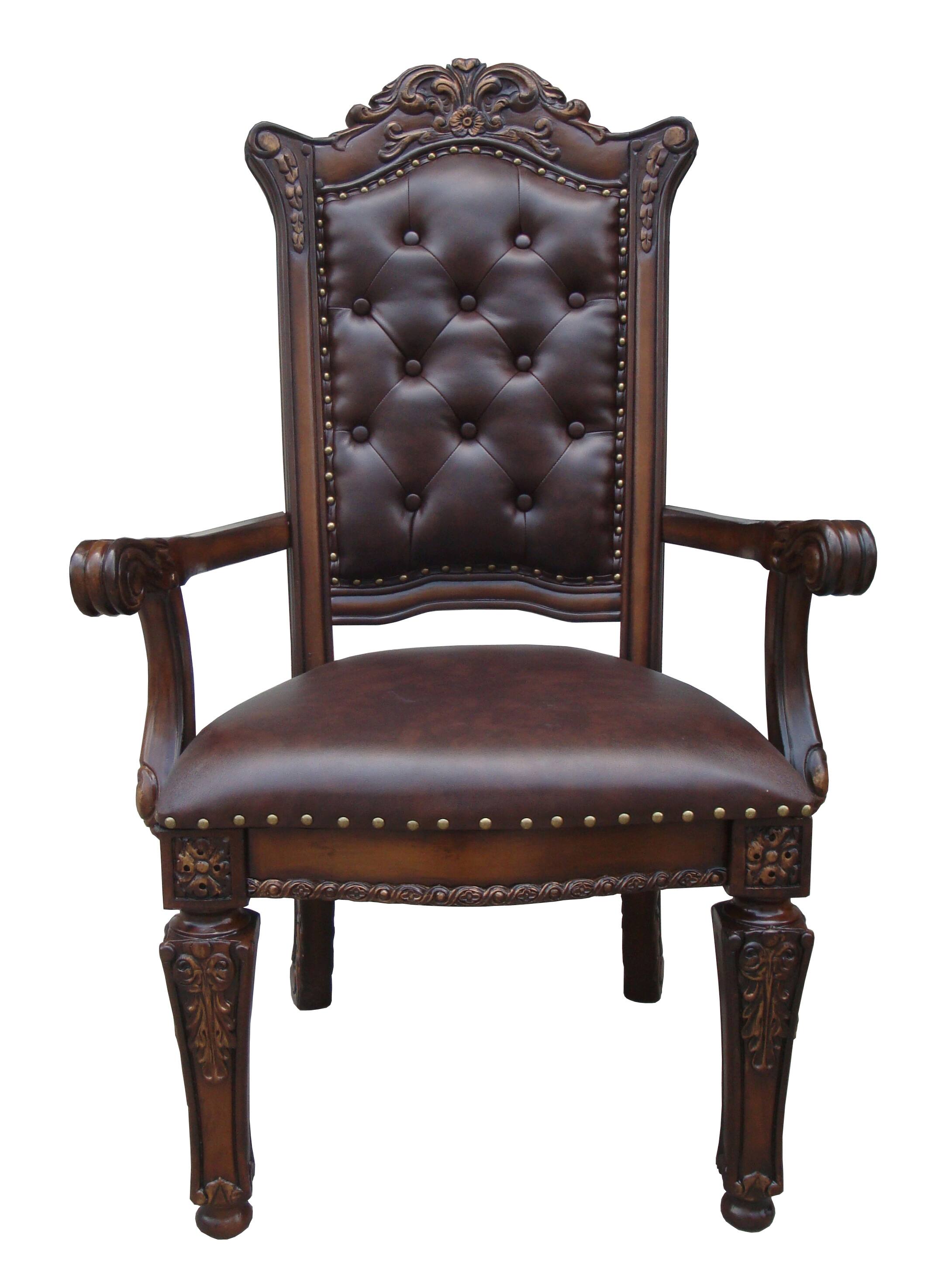 Alt View 1. Manhattan Lane - Leather Upholstered Button Tufted Wooden Side Chair, Set of 2 - Brown.