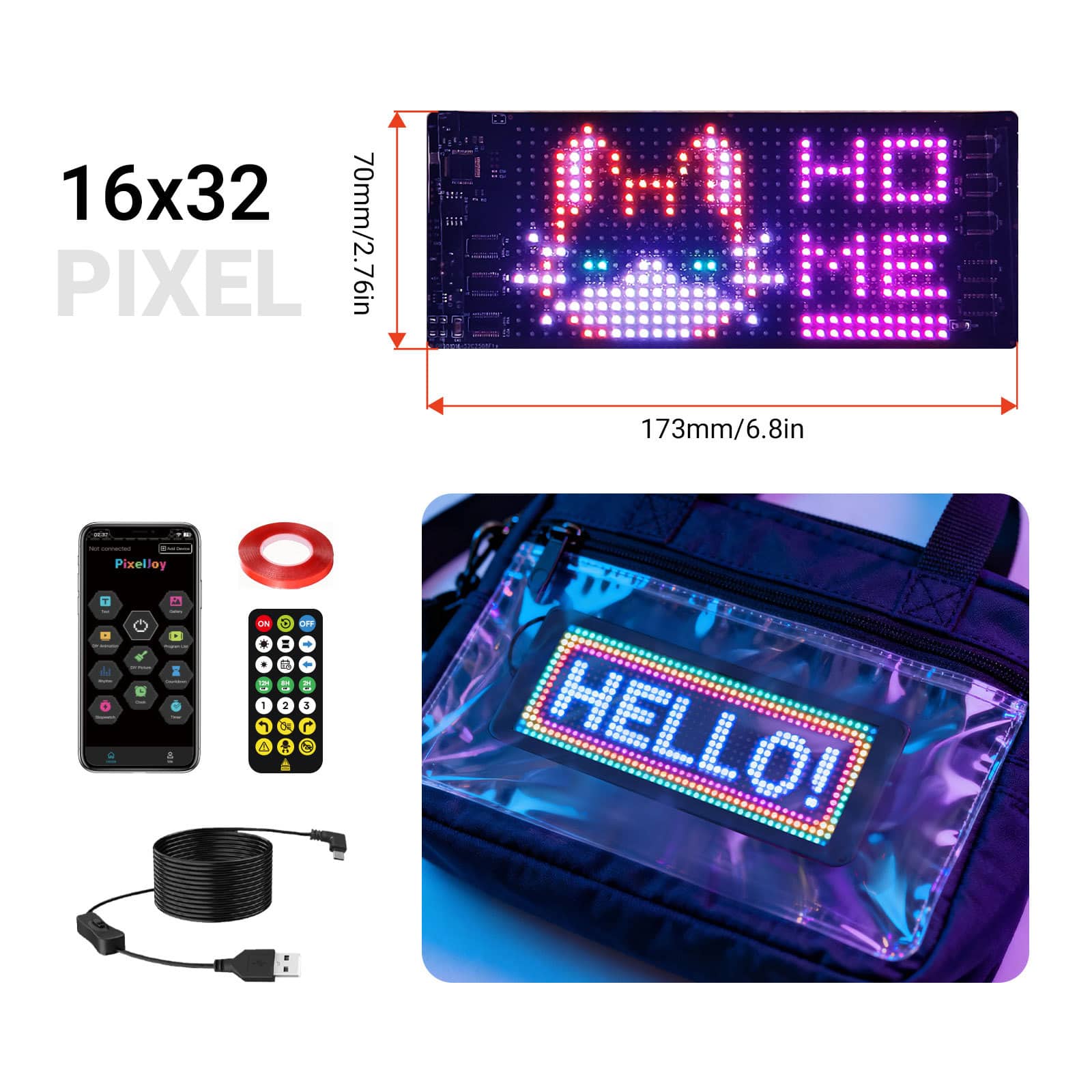 DAYBETTER - Smart USB 5V Color-Changing Integrated LED Strip Light， Flexible Display for Store, Bar, Hotel - RGB