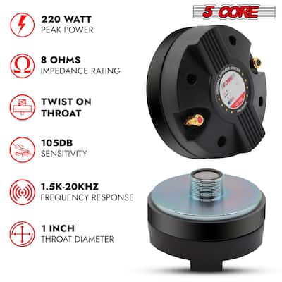 5 CORE Compression Driver 3.5 Inch Tweeter Horn Audio Throat 220W 5 CORE Compression Driver 3.5 Inch Tweeter Horn Audio Throat 220W