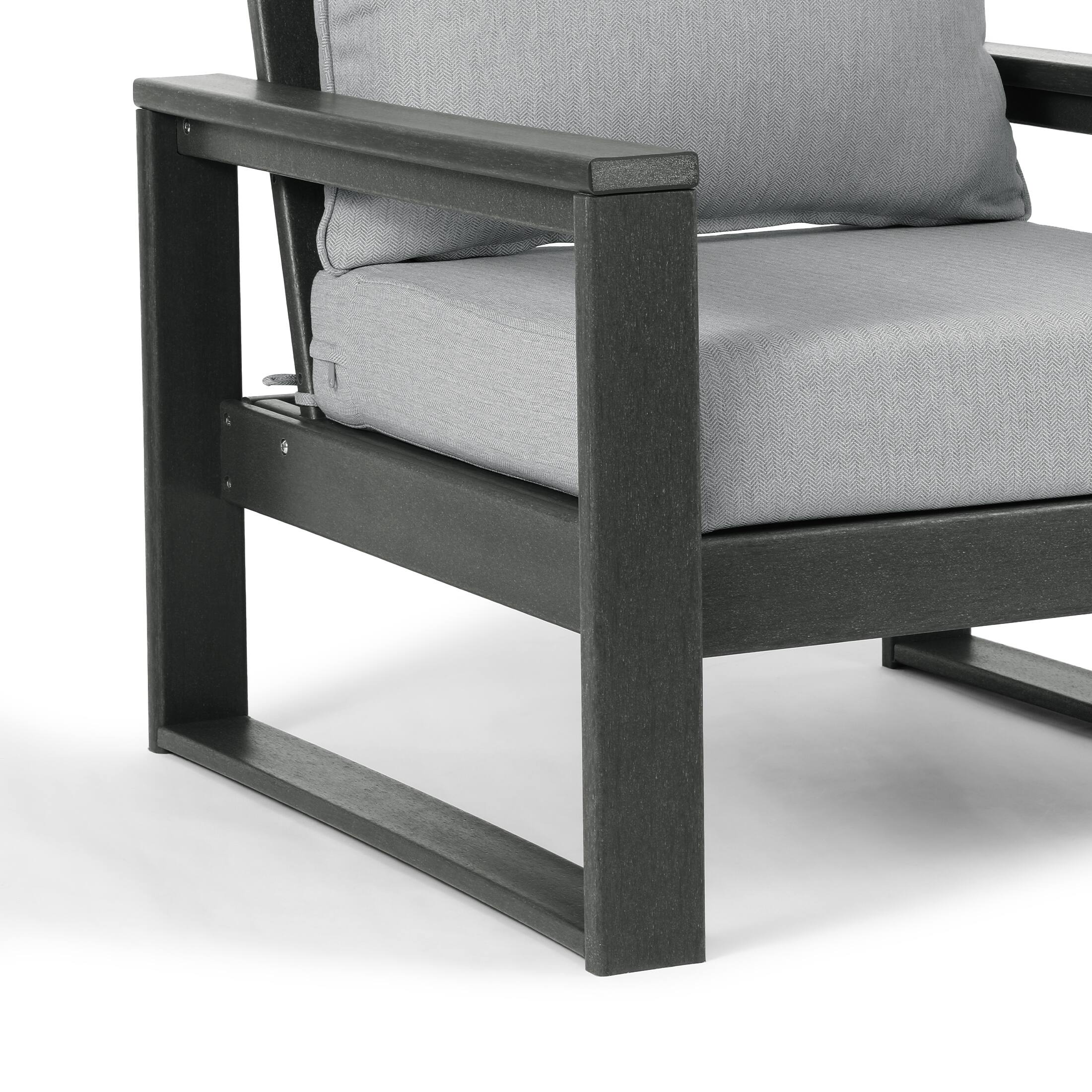 Alt View 3. WestinTrends - WestinTrends Montara Outdoor Modern HDPE Patio Club Chair with Waterproof Deep Seat Cushions (Set of 2) - Grey.