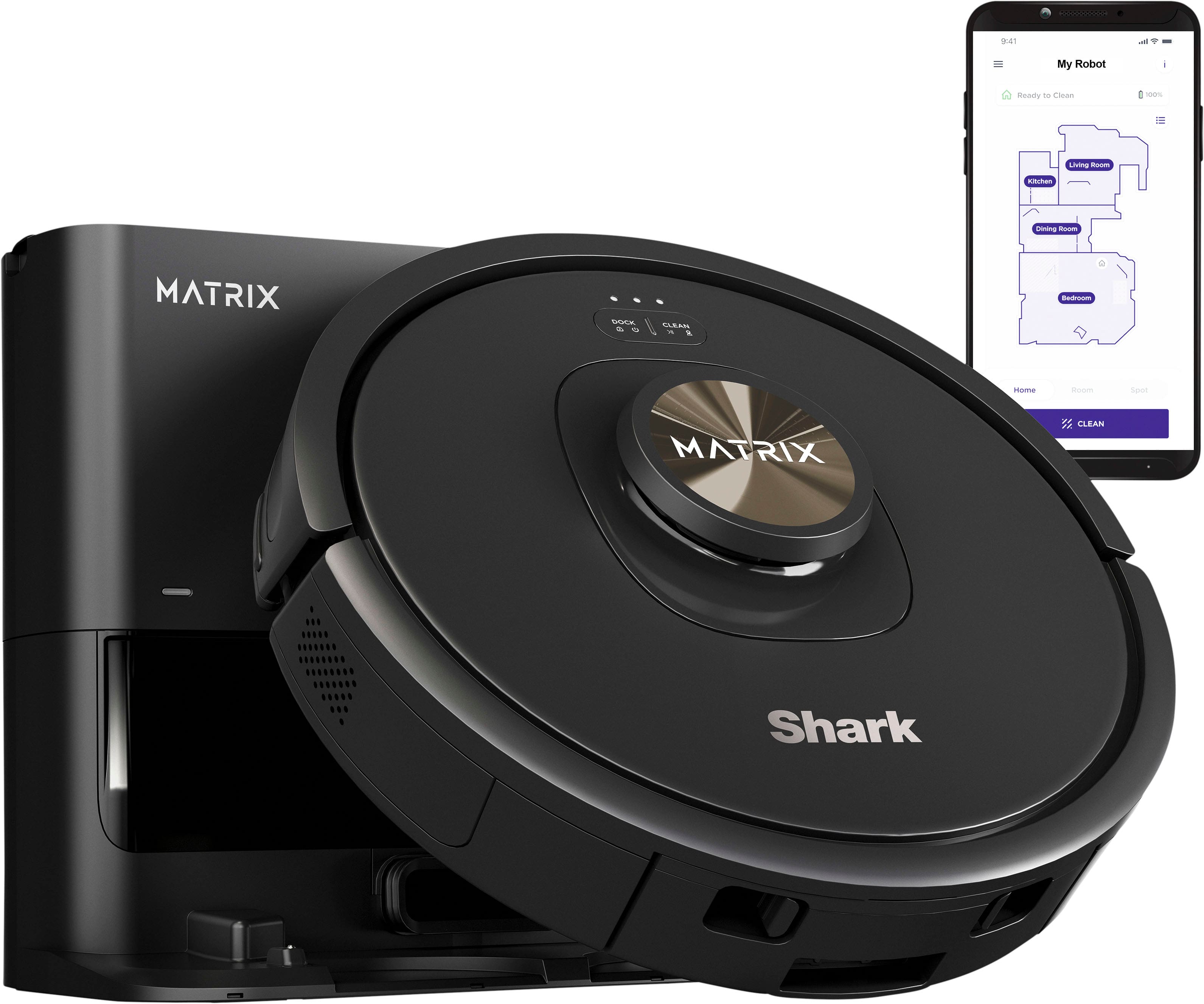 Shark - Matrix Self-Emptying Robot Vacuum with Precision Home Mapping and Extended Runtime, Wi-Fi Connected - Black - Front_Zoom