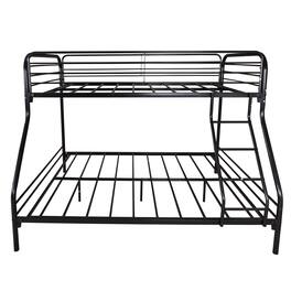 Ecooso - Heavy Duty Twin-Over-Full Metal Bunk Bed, Easy Assembly with Enhanced Upper-Level Guardrail - Black