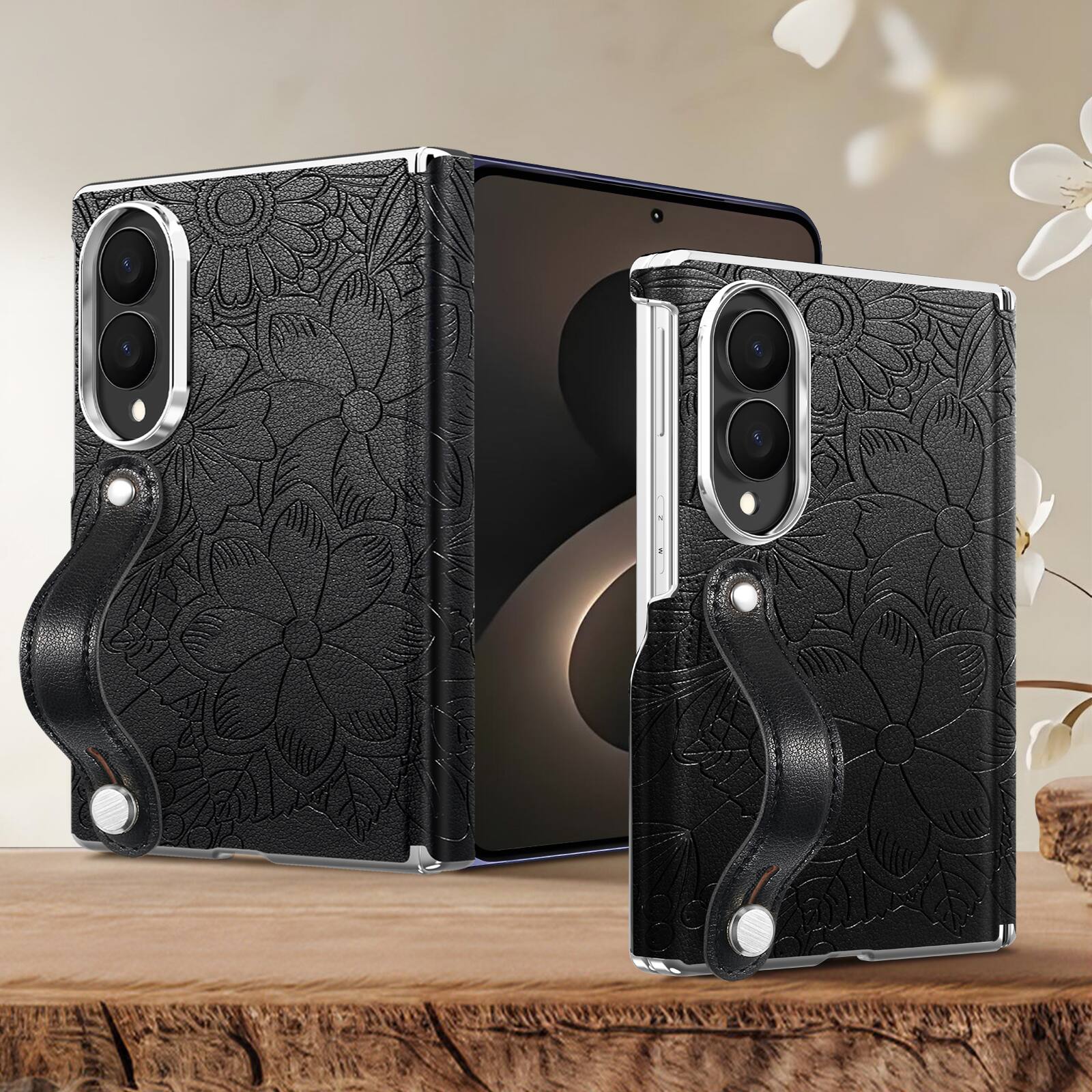 Dteck Shockproof Case for Samsung Galaxy Z Fold8 with Wristband, Floral ...