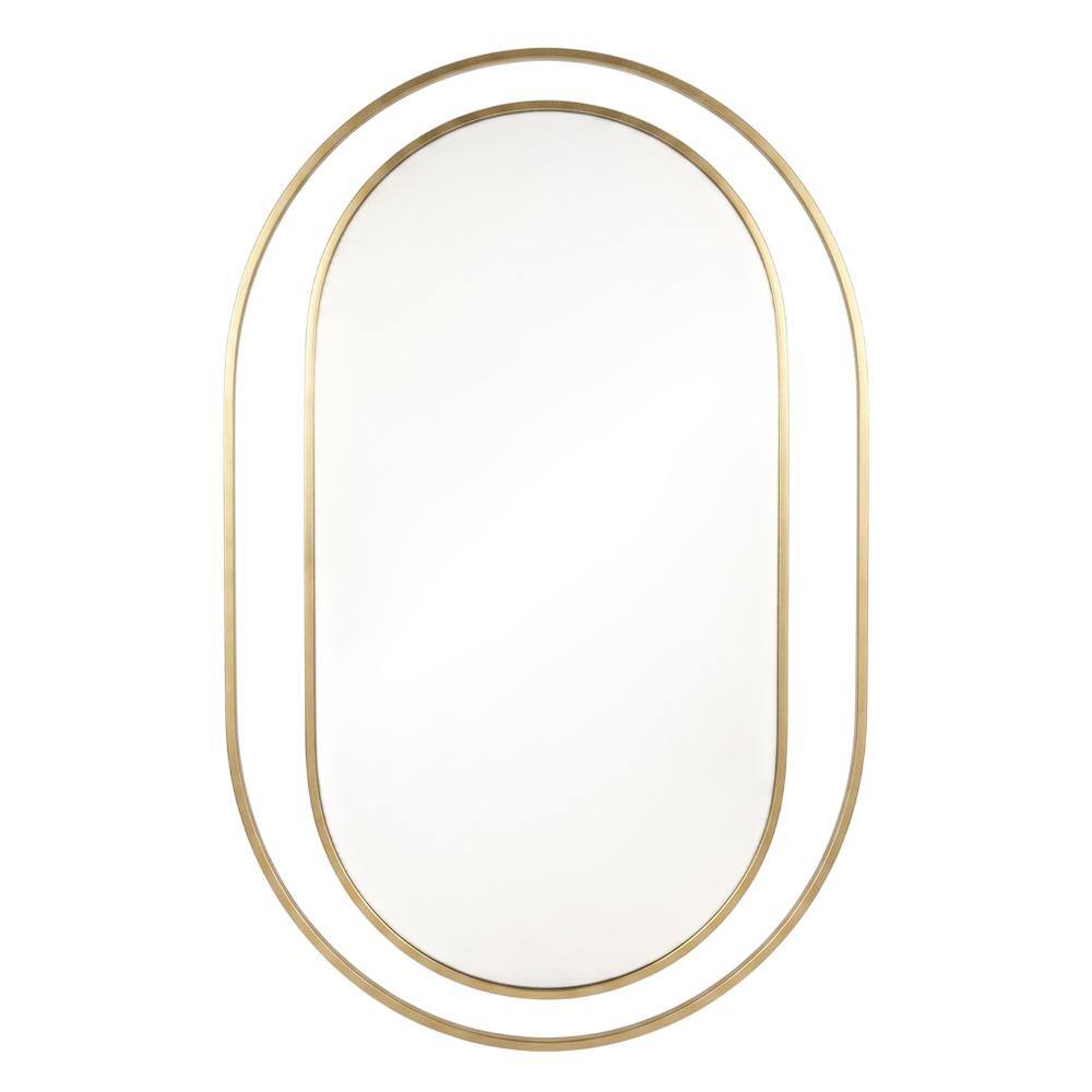 Elegant Decor - Metal Frame Oval Mirror 20x36 Inch - Brass