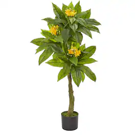 BreeBe - 4' Plumeria Artificial Tree UV Resistant (Indoor/Outdoor) - Green