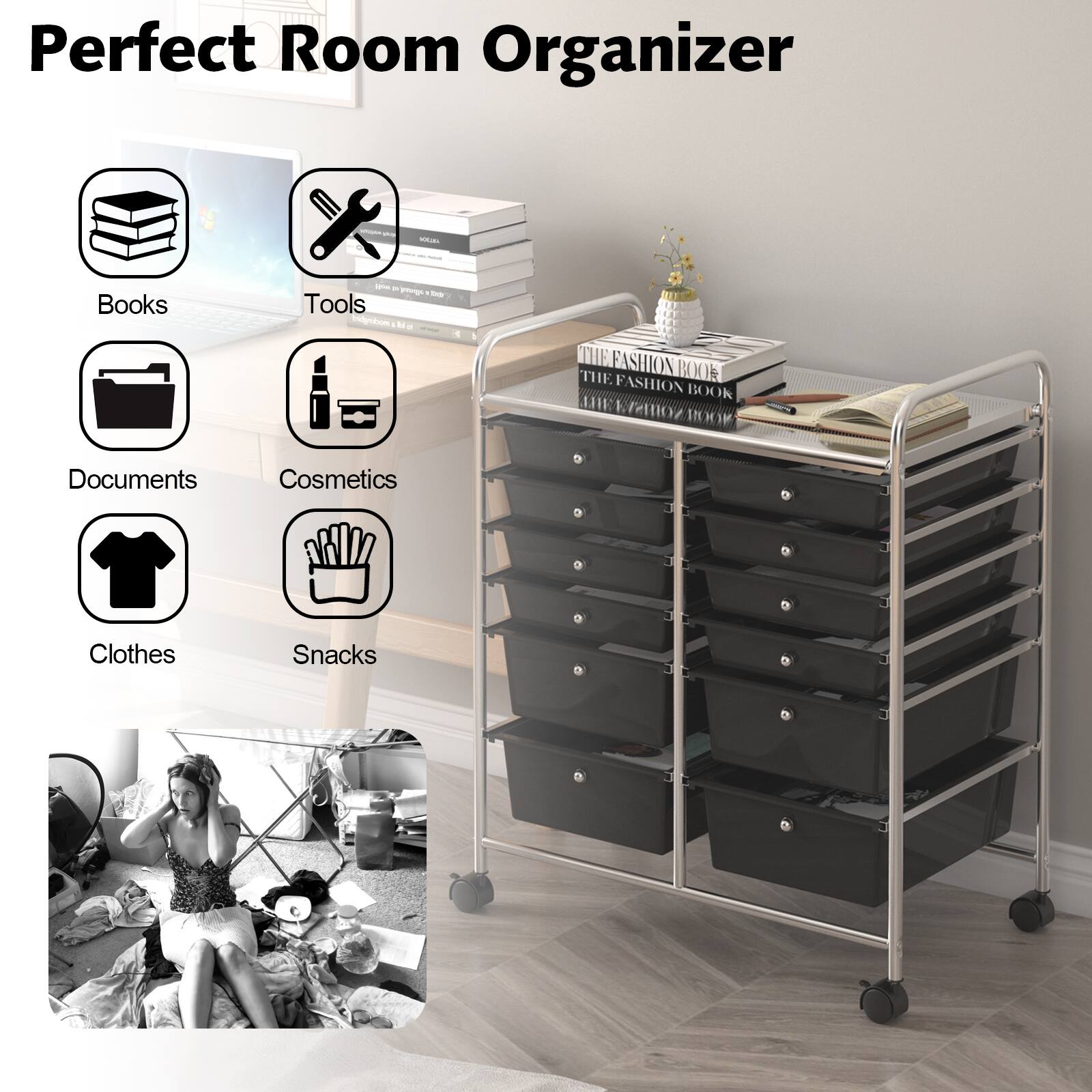 Perfect Room Organizer

Books
Tools
Documents
Cosmetics
Clothes
Snacks