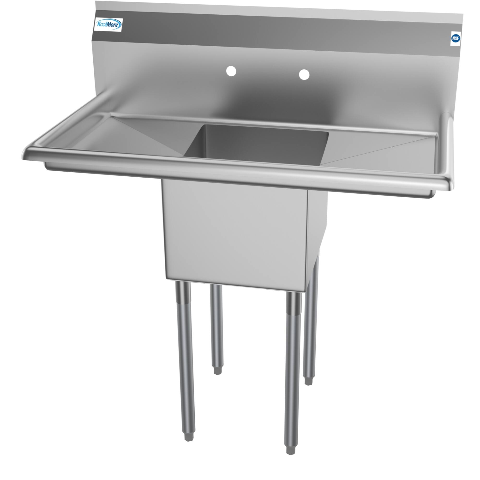 Angle. Koolmore - 38 in. One Compartment Stainless Steel  Sink with Drainboards, Bowl Size 14"x 16"x 11" SA141611-12B3. - Stainless Steel.