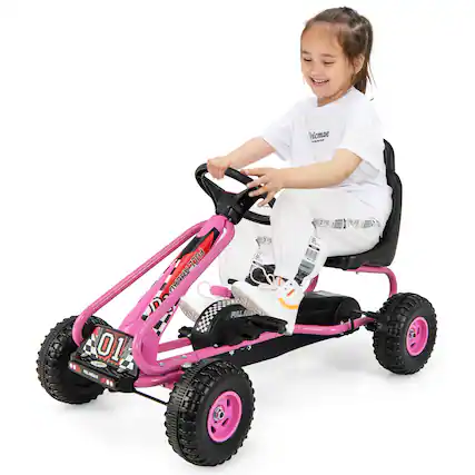 The text on the image can be grouped and corrected as follows:
- On the child's shirt: "Tricmae"
- On the toy car: "01", "FULL AHEAD", "FULL AHEAD"