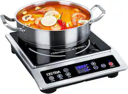 OSTBA - 1800W Portable Induction Cooktop, 10 Power Levels, 460°F, Timer - Black