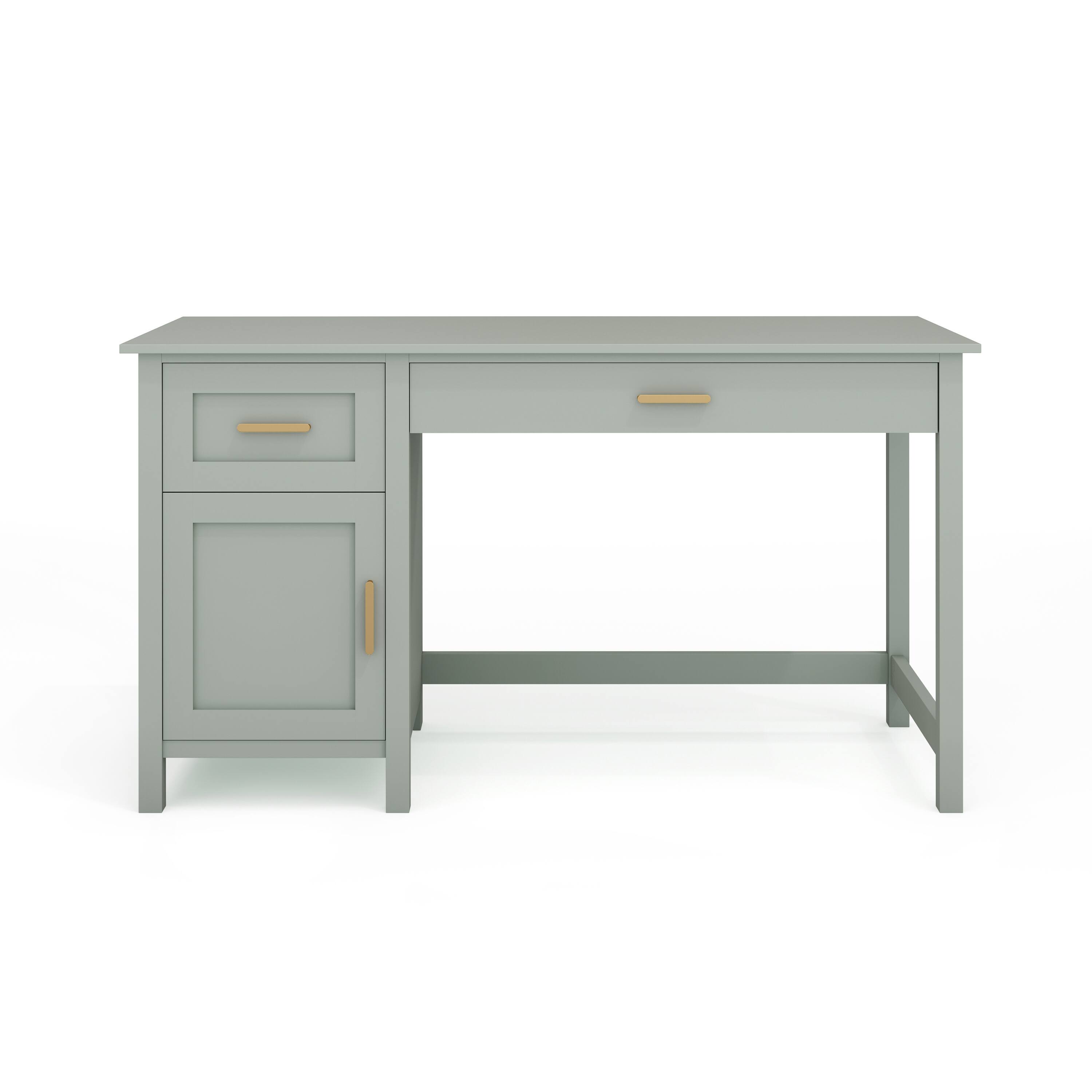 Alt View 10. Martha Stewart - Hutton Shaker Style Home Office Desk with Storage - Sage Frame/Polished Brass Hardware.
