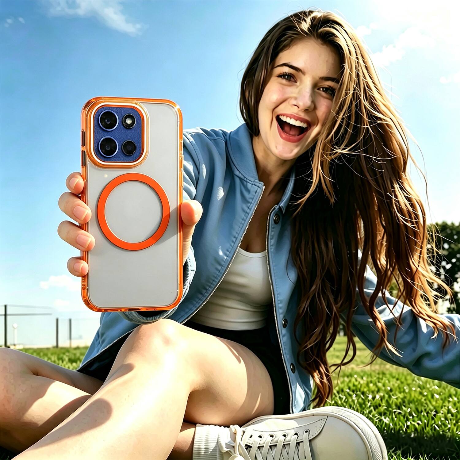 Alt View 4. Equipd - Case for Moto G Stylus 5G 2026/2025 (6.7"), MagSafe Compatible Acrylic Back w/ TPU Frame Transparent Slim Magnetic Cover - Orange.